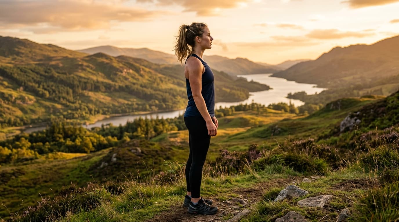Person standing confidently after a morning workout, rebuilding self-esteem through daily habits